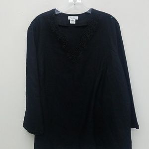 Black Linen Beaded Tunic